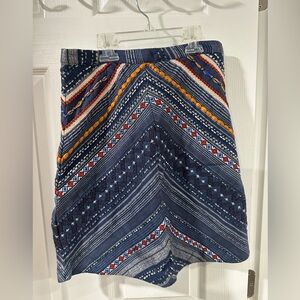 Maeve Navy Multicolor Patterned Mini Skirt